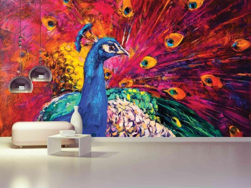 PEACOCK MURAL WALLPAPER 4$/ SQ FT