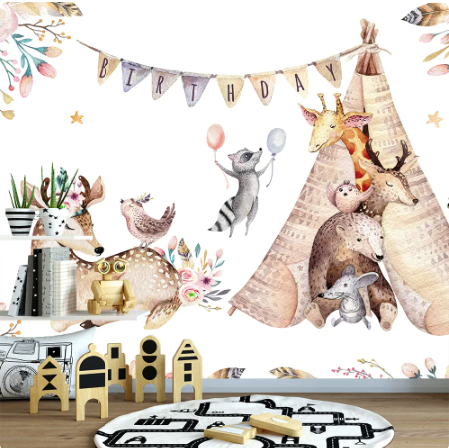 Animals kids custom murals