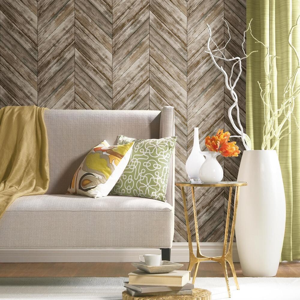Herringbone Wood Boards Peel and Stick Wallpaper