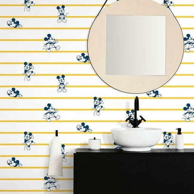 Disney Mickey Mouse Stripe Wallpaper