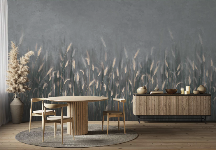 Floral Feather Wallpaper Mural Design