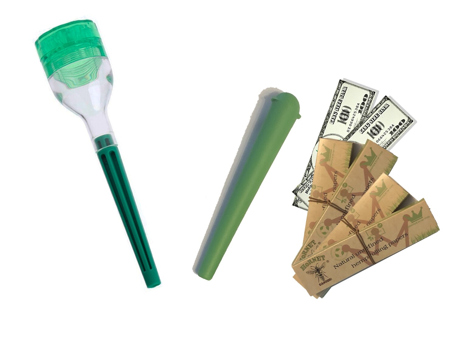 Rolador y grinder de Cono KING SIZE con papel, filtros y portador