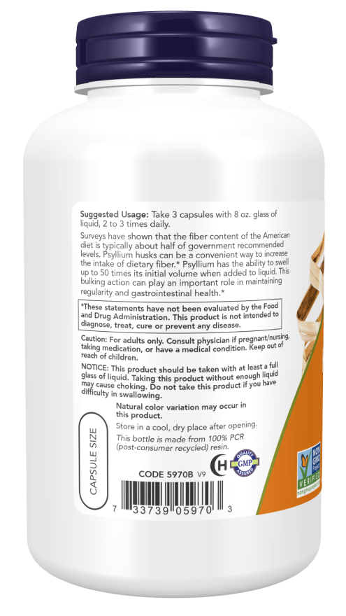 Now Foods Psyllium Husk 500mg 200 cap