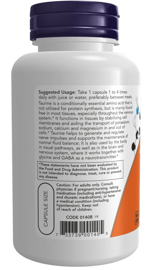 Now Foods Taurine 500mg 100 cap