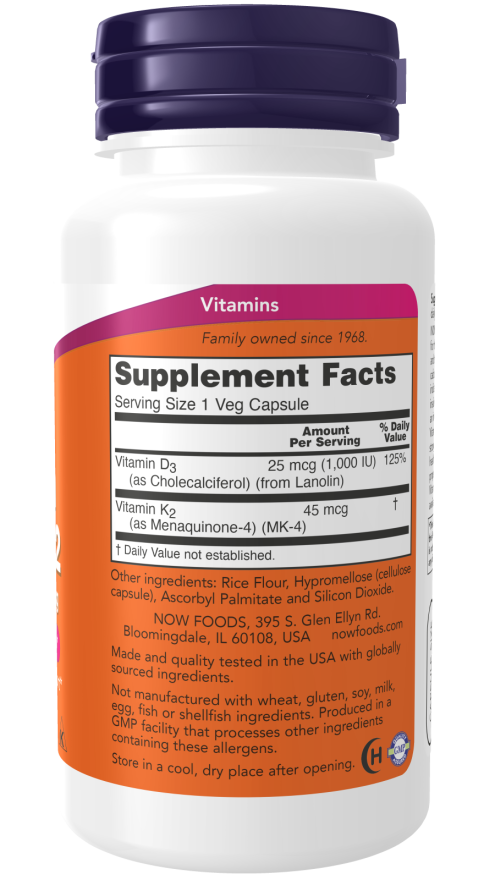 Now Foods Vit D3+k2 120 cap