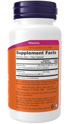 Now Foods Vit D3+k2 120 cap