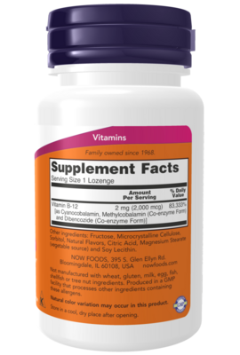 Now Foods Vitamin B12 2000mcg 100 lozenges