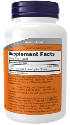 Now Foods L-Lysine 1000mg 100 tab