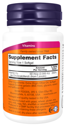 Now Foods Vitamin D3 2000IU 120 cap