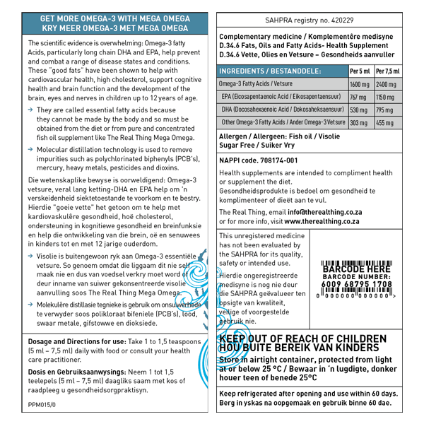 The Real Thing Mega Omega Fish Oil Plain 200ml