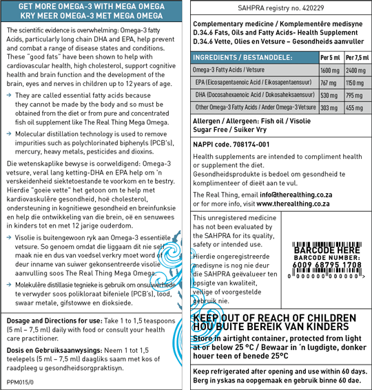 The Real Thing Mega Omega Fish Oil Lemon 200ml