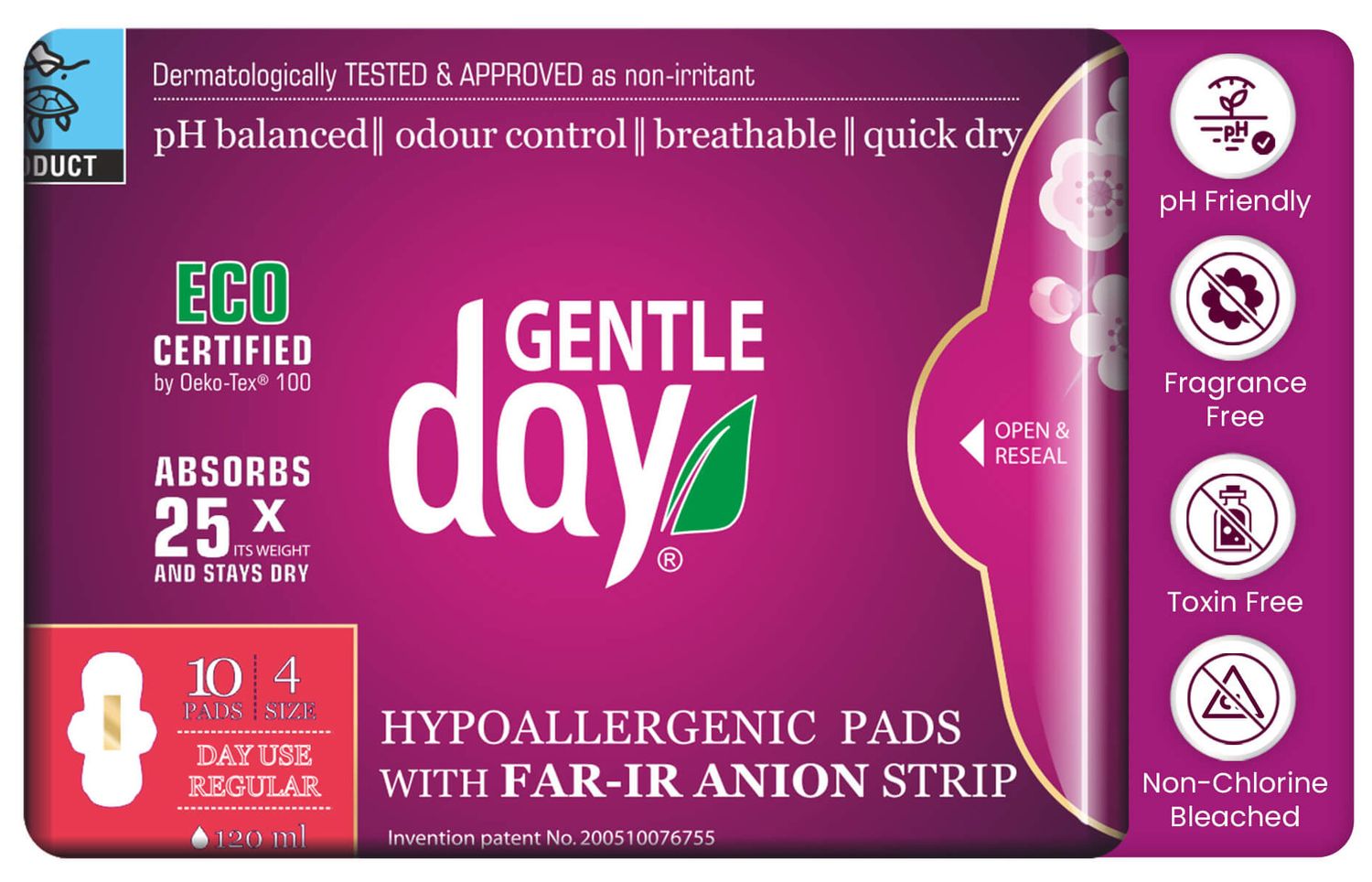 Gentle Day Organic Pads Regular Flow 10's