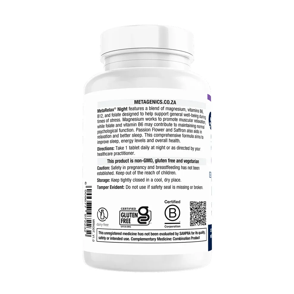 Metagenics MetaRelax Night South Africa | Sleep, Stress &amp; Nervous System Support | Health Basket