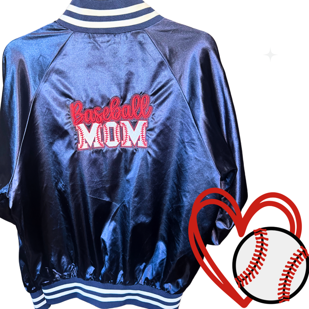 Baseball Mom Satin bomber jacket