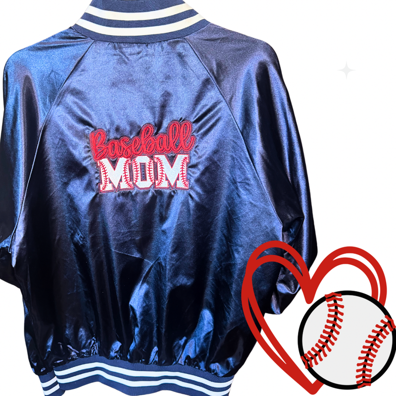 Baseball Mom Satin bomber jacket