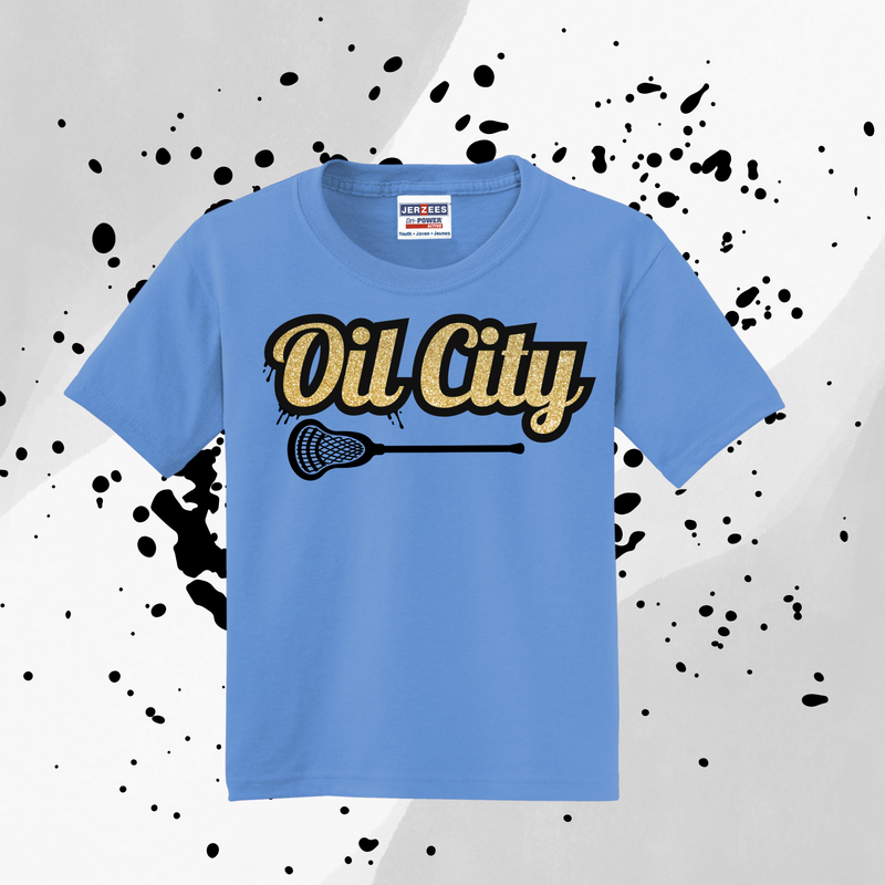 Youth Glitter Logo with Lacrosse Stick T-Shirt