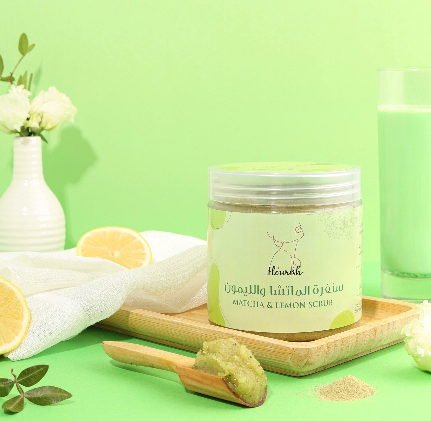 Flourish Body Lemon & Macha Scrub Flourish Body Lemon & Macha Scrub