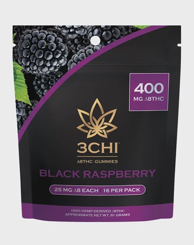 3CHI Delta 8 Gummies 400mg 16pcs, Flavor: Black Raspberry