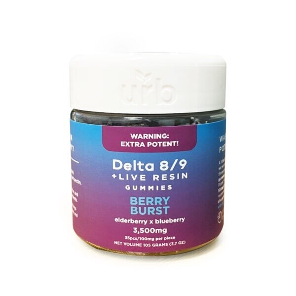 URB D8/D9 Gummies 3500mg 35ct, Flavor: Berry Burst