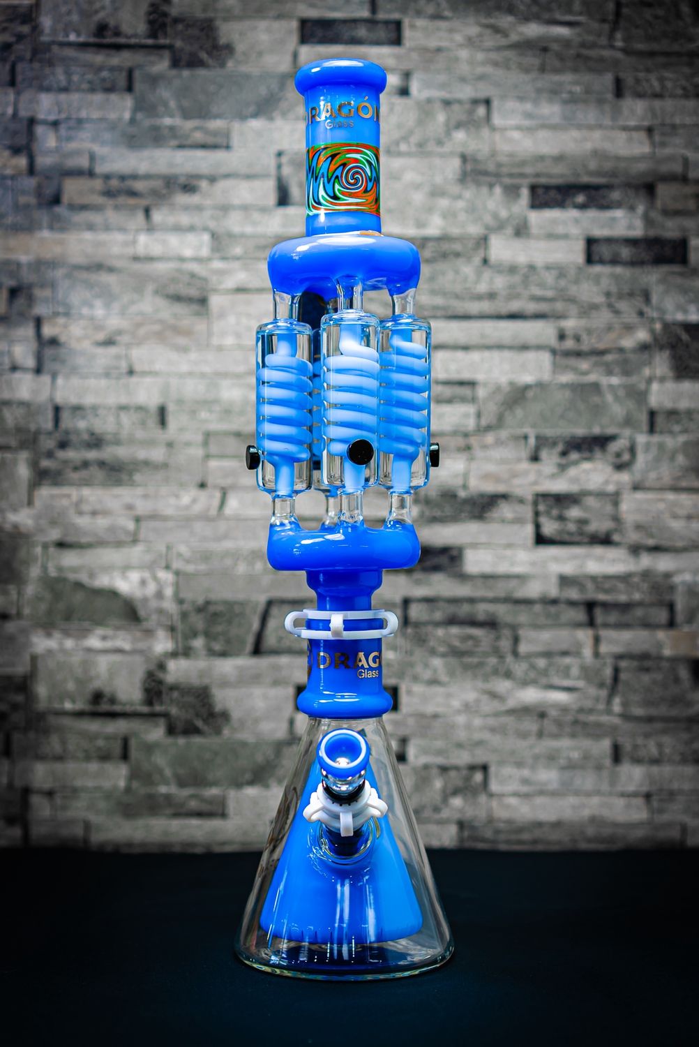 Dragon Glass 22&quot; Four Spiral Perc Beaker | Purple