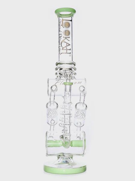 Lookah Glass 17&quot; Platinum Dual Honeycomb Perc Recycler | Green
