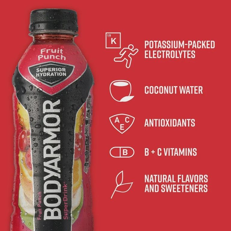Body Armor Super Drink 12oz, Flavor: Fruit Punch