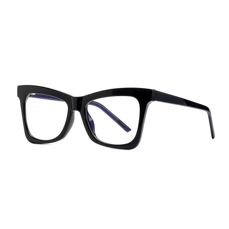 Plastic Titanium Cat Eye Optical Glasses Black