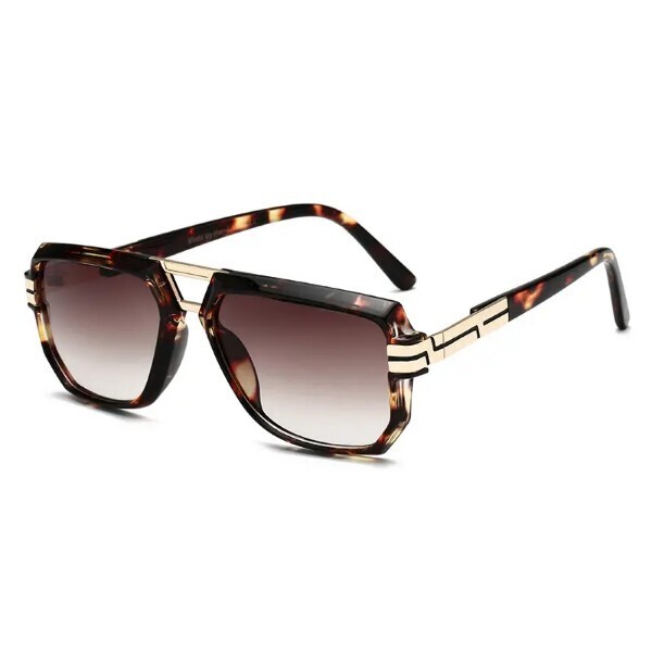 LaPosh UV400 Irregular Square Fashionable Double Bridge Sunglasses Unisex Leopard only $19.95