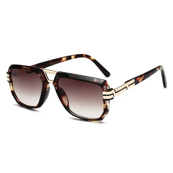 LaPosh UV400 Irregular Square Fashionable Double Bridge Sunglasses Unisex Leopard