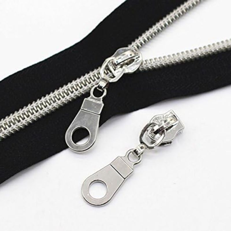 Zipper Tape #5- Black and Silver