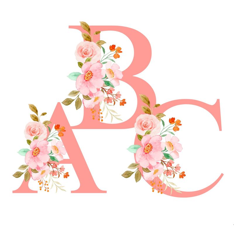 Pink Floral Watercolor Alphabet Set, PNG Download