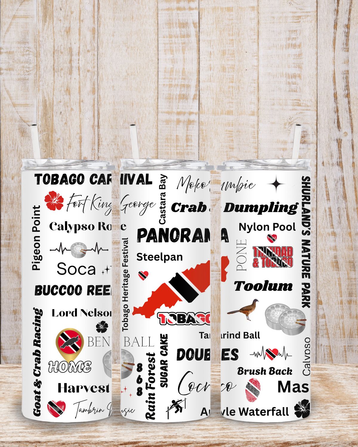 Tobago, Trinidad &amp; Tobago Tumbler Wrap, 20oz Skinny Tumbler, Digital Design PNG