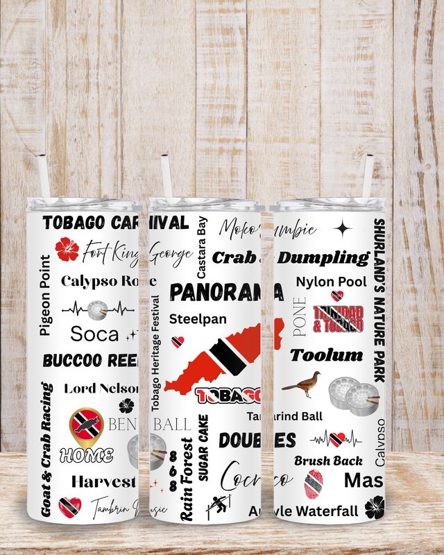 Tobago, Trinidad &amp; Tobago Tumbler Wrap, 20oz Skinny Tumbler, Digital Design PNG