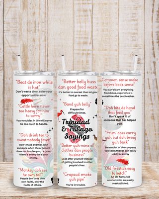 Trinidad &amp; Tobago Sayings Tumbler Wrap, 20oz Skinny Tumbler, Digital Design PNG sublimation
