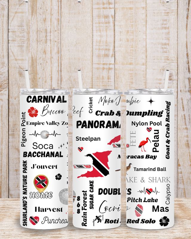 ​Trinidad &amp; Tobago Tumbler Wrap, 20oz Skinny Tumbler, Digital Design PNG sublimation