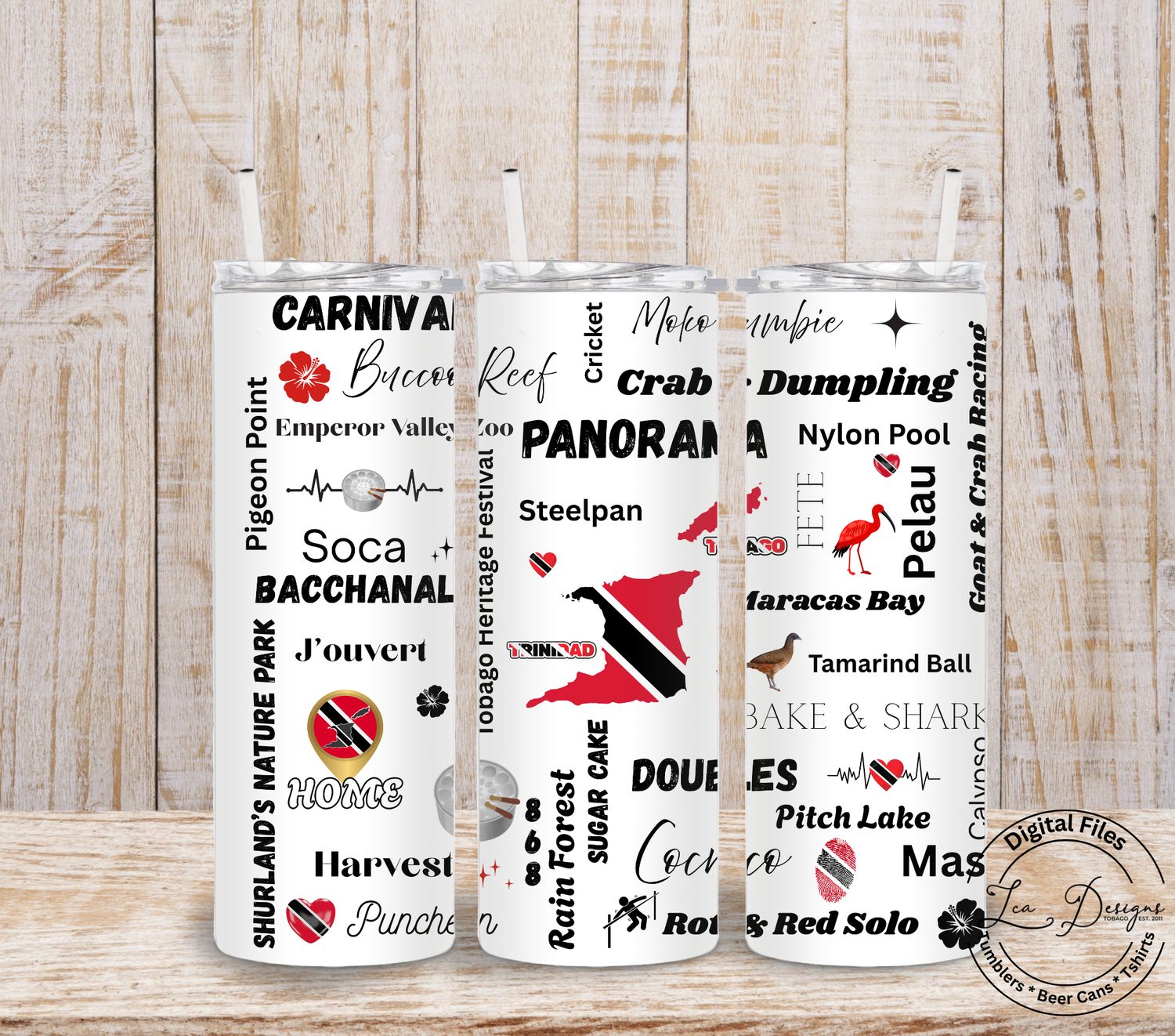 ​Trinidad &amp; Tobago Tumbler Wrap, 20oz Skinny Tumbler, Digital Design PNG sublimation