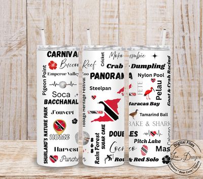 ​Trinidad &amp; Tobago Tumbler Wrap, 20oz Skinny Tumbler, Digital Design PNG sublimation