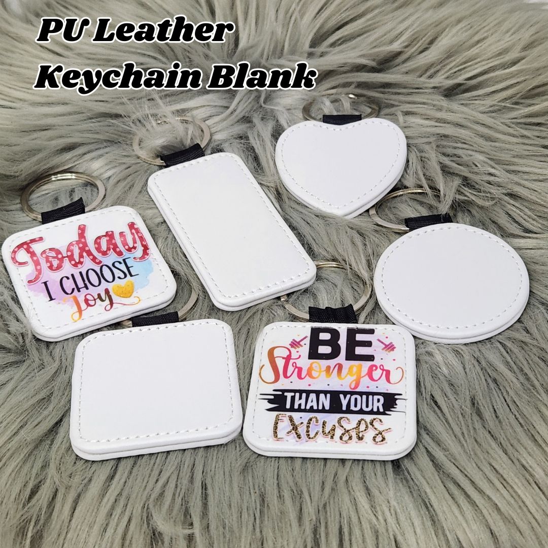 PU Leather Sublimation Keychain White Sublimation Keychain Blank