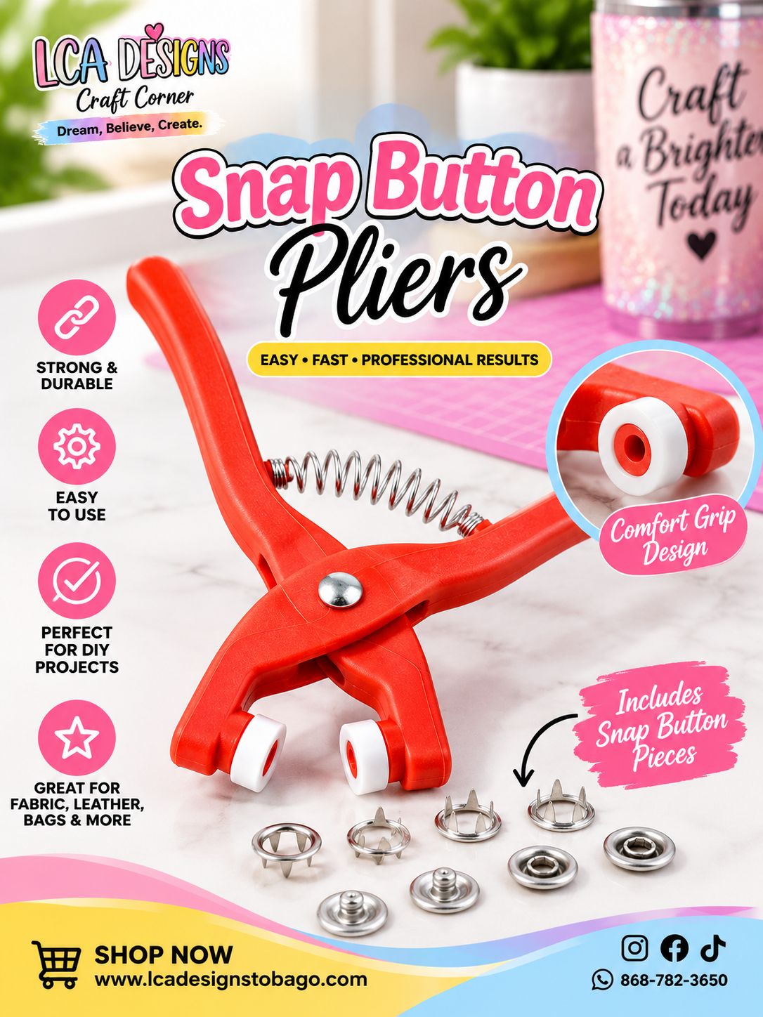 Snap Button Pliers – Hand Press Tool for Metal Snap Fasteners