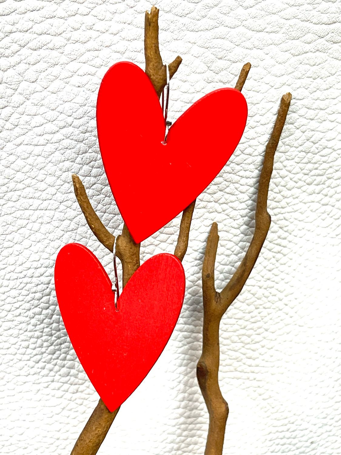 Valentine’s Red Wooded Heart Earrings (large)