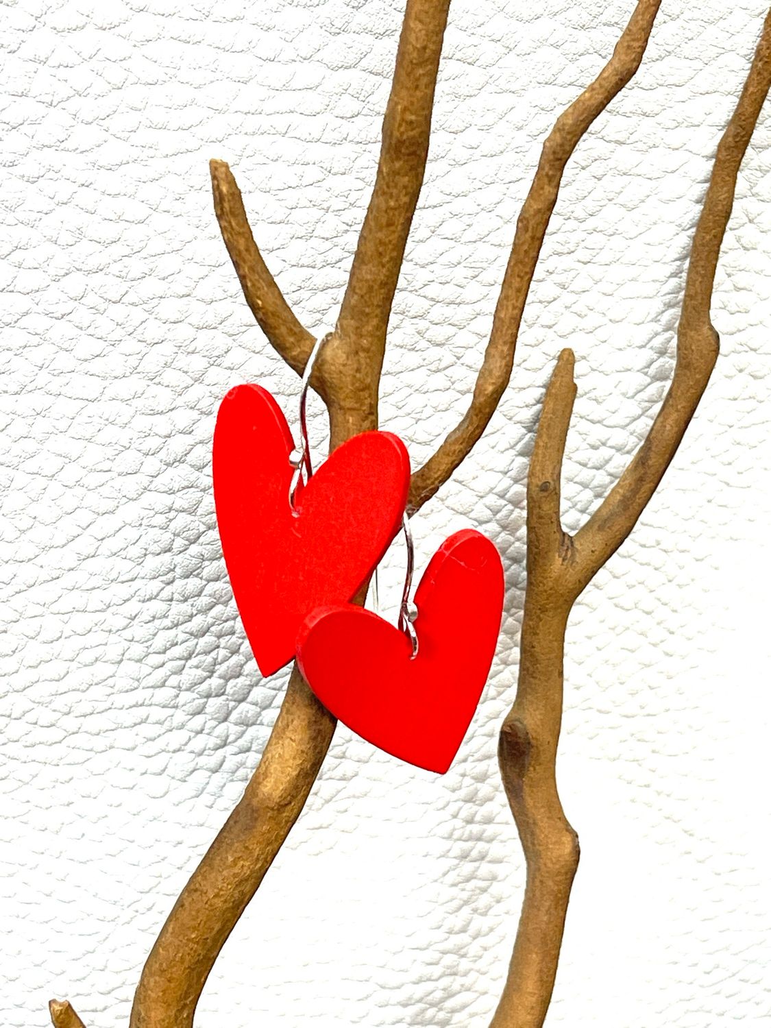 Valentine‘S Red Wooden Heart Earrings (small)