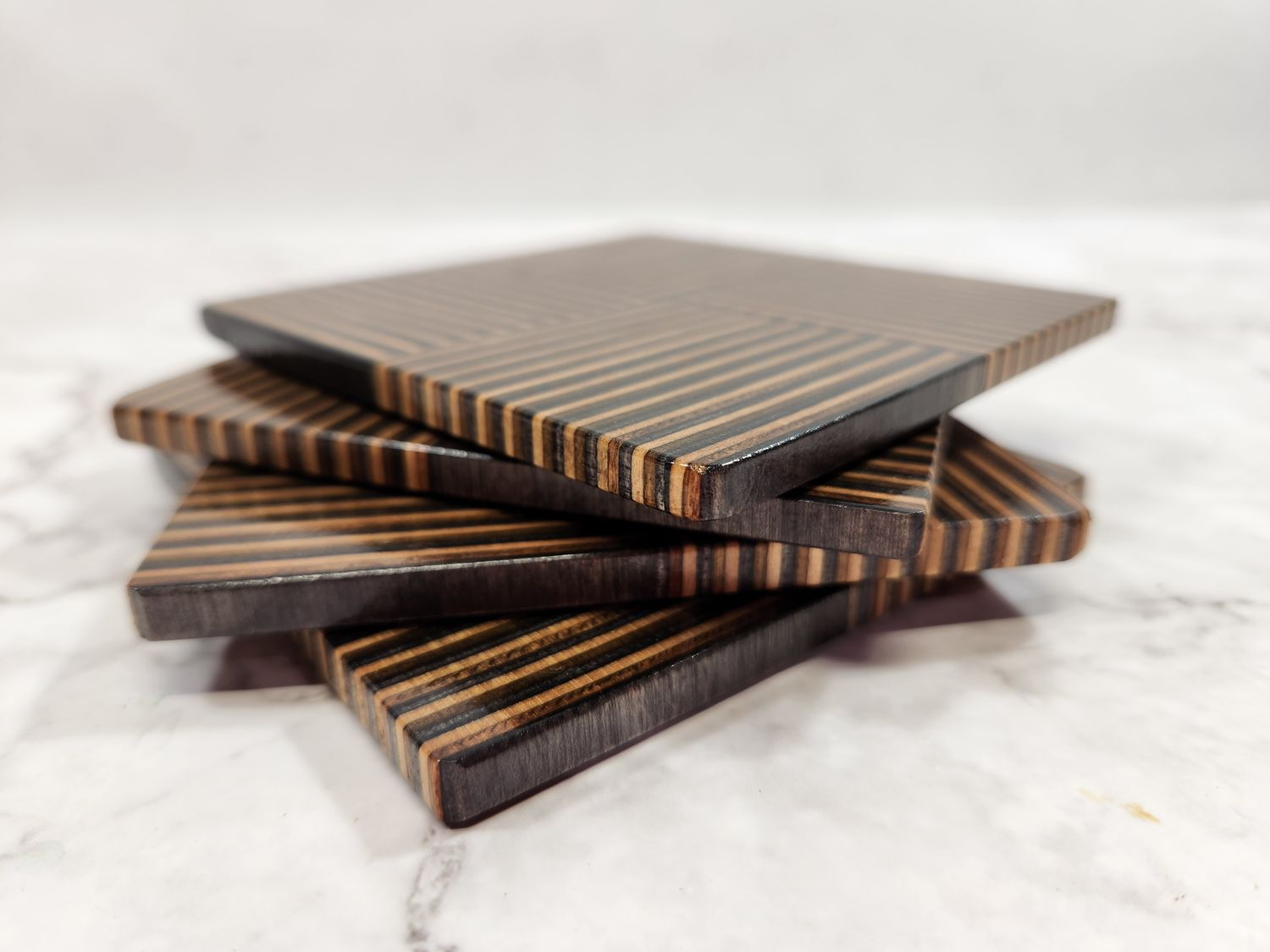Item No. 1954 - Brown Birch Coasters (4)