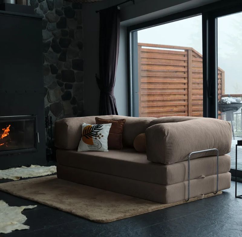 Corduroy Fabric Convertible Sleeper Sofa