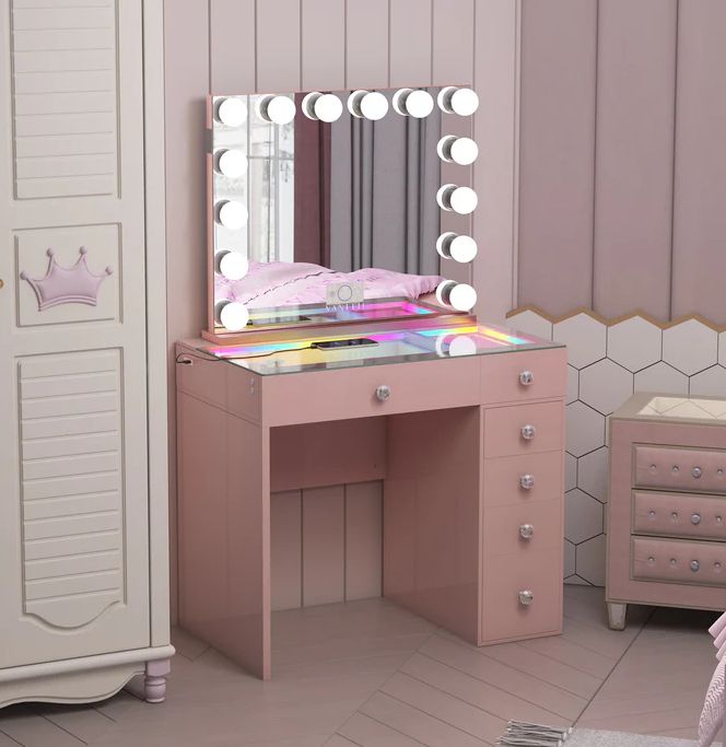 VANITII Mini Diana Vanity Desk- 6 Storage Drawers