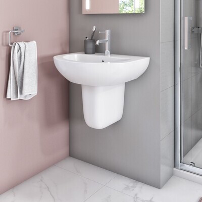 Wash Basin With Semi Pedestal