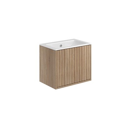 Ember 600 Cabinet with Fluted Doors Sonoma Oak (incl basin)