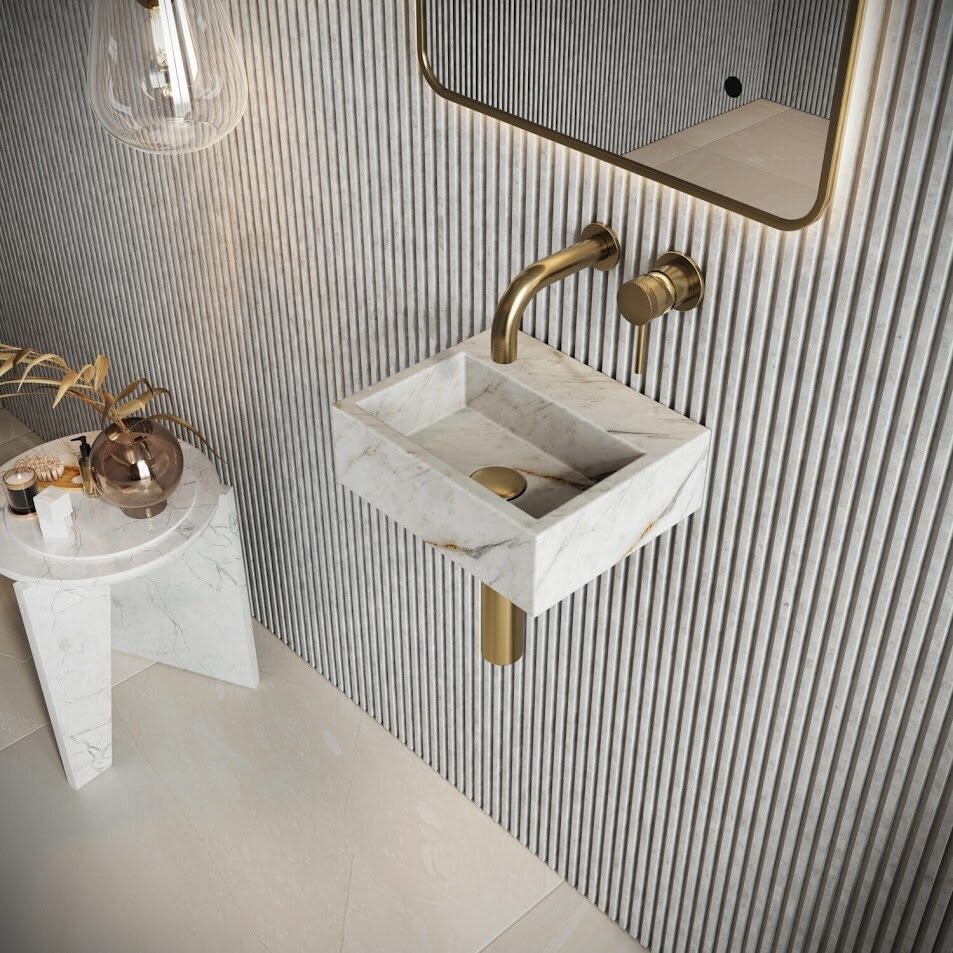 Asher White - Marble Wall Hung Basin (depth 70mm)