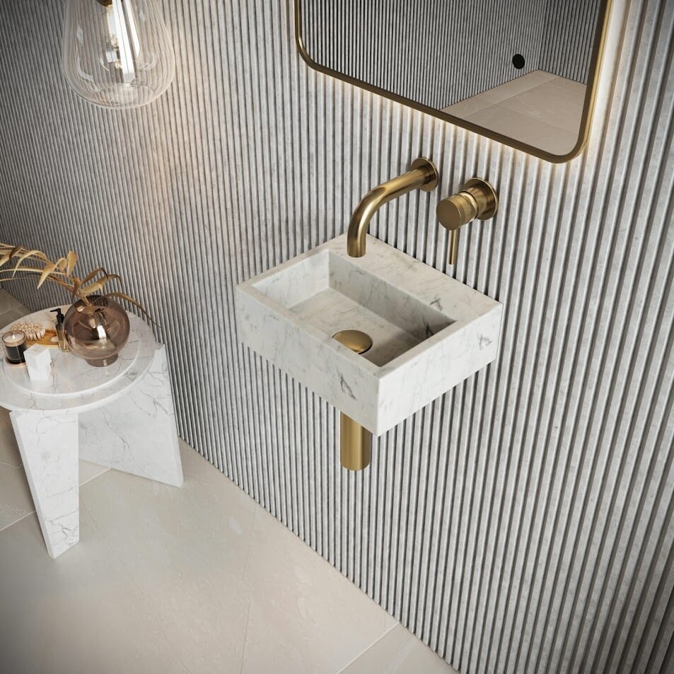 Dahlia White - Marble Wall Hung Basin (depth 70mm)