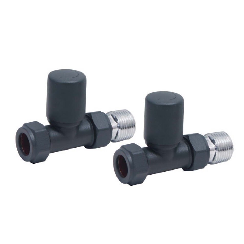 Radiator Valve Straight Carbon Anthracite 15mm (pair)