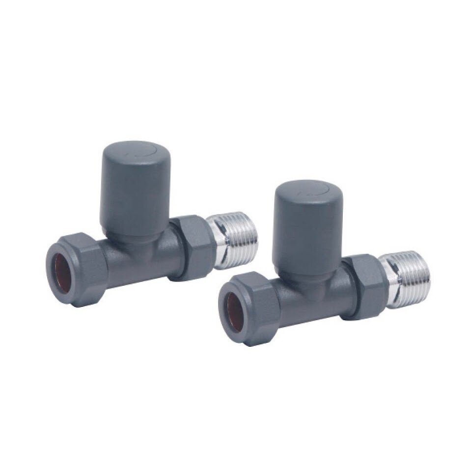 Radiator Valve Straight Anthracite 15mm (pair)